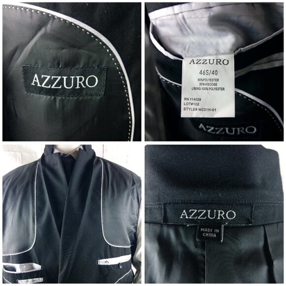 NWT AZZURO 46S 2 Button Black Suit Jacket - Picture 9 of 10